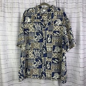Royal Creations Men's Hawaiian Shirt Made in Hawaii Button Up Size 4XL Fish A8